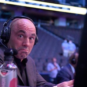 Joe Rogan Announcer Joe Rogan reacts during UFC 249 at VyStar Veterans Memorial Arena on May 09, 2020