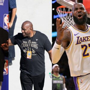 Shannon Sharpe (L), Magic Johnson (C), LeBron James (R)