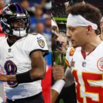 Lamar Jackson (L) and Patrick Mahomes (R)