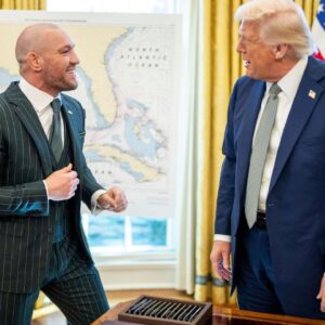 U.S President Donald Trump, chats with Irish MMA fighter Conor McGregor for St. Patricks day