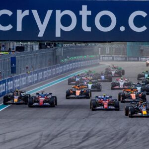 F1 Grand Prix of Miami Cars are racing at the start of the Miami GP during the Formula 1 Crypto.com Miami Grand Prix 2024 in Miami, USA, on May 5, 2024