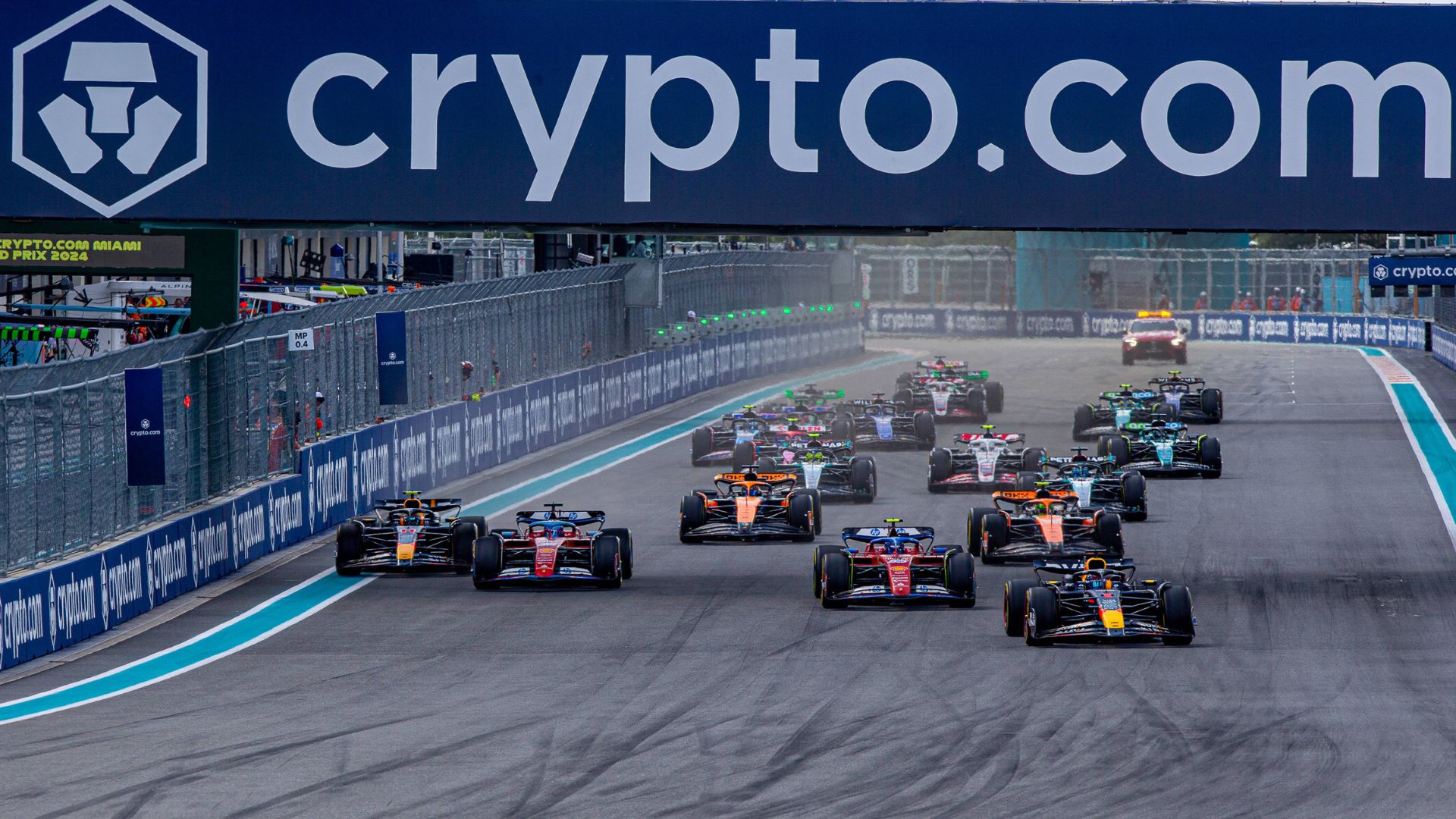 F1 Grand Prix of Miami Cars are racing at the start of the Miami GP during the Formula 1 Crypto.com Miami Grand Prix 2024 in Miami, USA, on May 5, 2024
