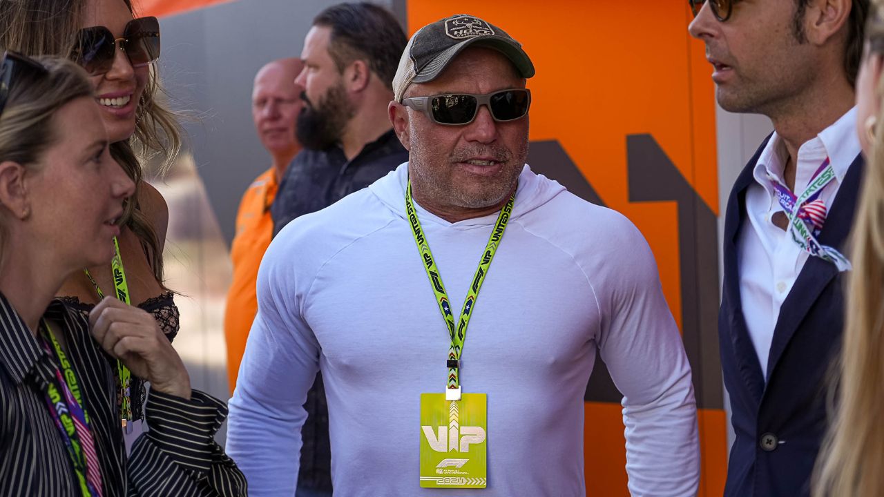 Joe Rogan talks to fans in the paddock at the Formula 1 Pirelli United States Grand Prix at Circuit of the Americas.