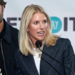 Matthew and Kelly Stafford make remarks before the ribbon cutting for the Kelly and Matthew Stafford and Friends Education Center at the S.A.Y Detroit Play Center in Detroit on Monday, April 1, 2024.