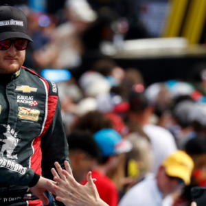 Feb 16, 2025; Daytona Beach, Florida, USA; NASCAR Cup Series driver Ty Dillon (10) during the Daytona 500 at Daytona International Speedway. Mandatory Credit: Peter Casey-Imagn Images