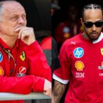 Frederic Vasseur (L) and Lewis Hamilton (R)