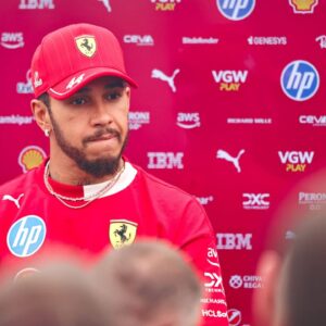 Lewis Hamilton of Great Britain and Scuderia Ferrari appears in the media session during previews ahead of the F1 Grand Prix of Japan at Suzuka Circuit in Suzuka, Japan, on April 3, 2025