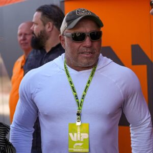 Joe Rogan talks to fans in the paddock at the Formula 1 Pirelli United States Grand Prix at Circuit of the Americas.