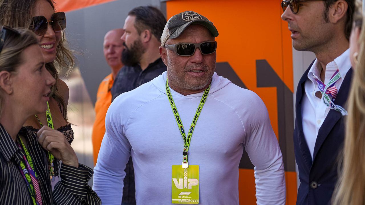 Joe Rogan talks to fans in the paddock at the Formula 1 Pirelli United States Grand Prix at Circuit of the Americas.