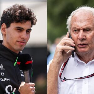 Gabriel Bortoleto (L) and Helmut Marko (R)