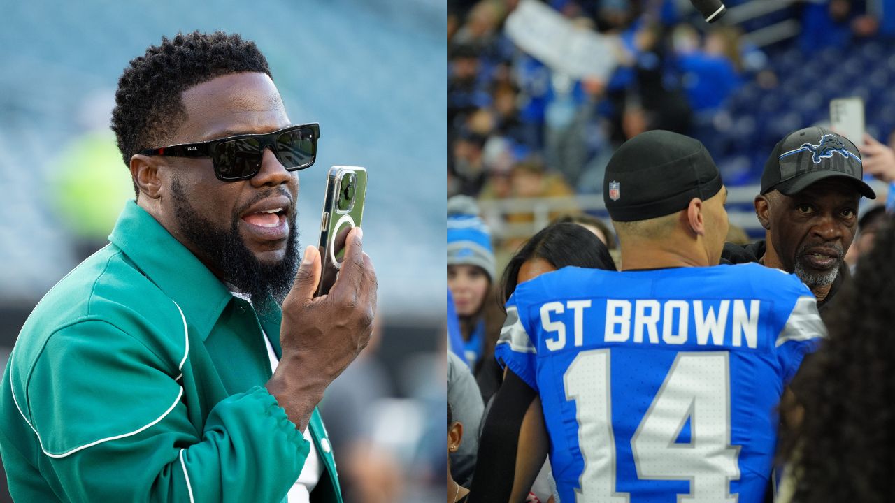 Kevin Hart, Amon-Ra St. Brown and John Brown