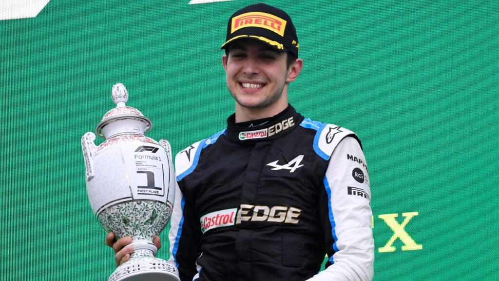OCON Esteban F1 Team Alpine Renault 1 place at the award ceremony F1 season 2021 GP of Hungary on 01 August 2021 in Budapest