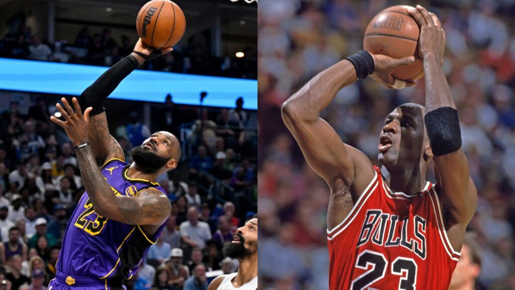 LeBron James (L) and Michael Jordan (R)