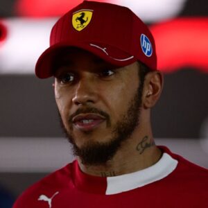 Lewis Hamilton of Scuderia Ferrari speaks during an interview during the qualifying of the Bahrain GP, the 4th round of the Formula 1 World Championship, WM, Weltmeisterschaft at the Bahrain International Circuit in Sakhir, Bahrain, on April 12, 2025