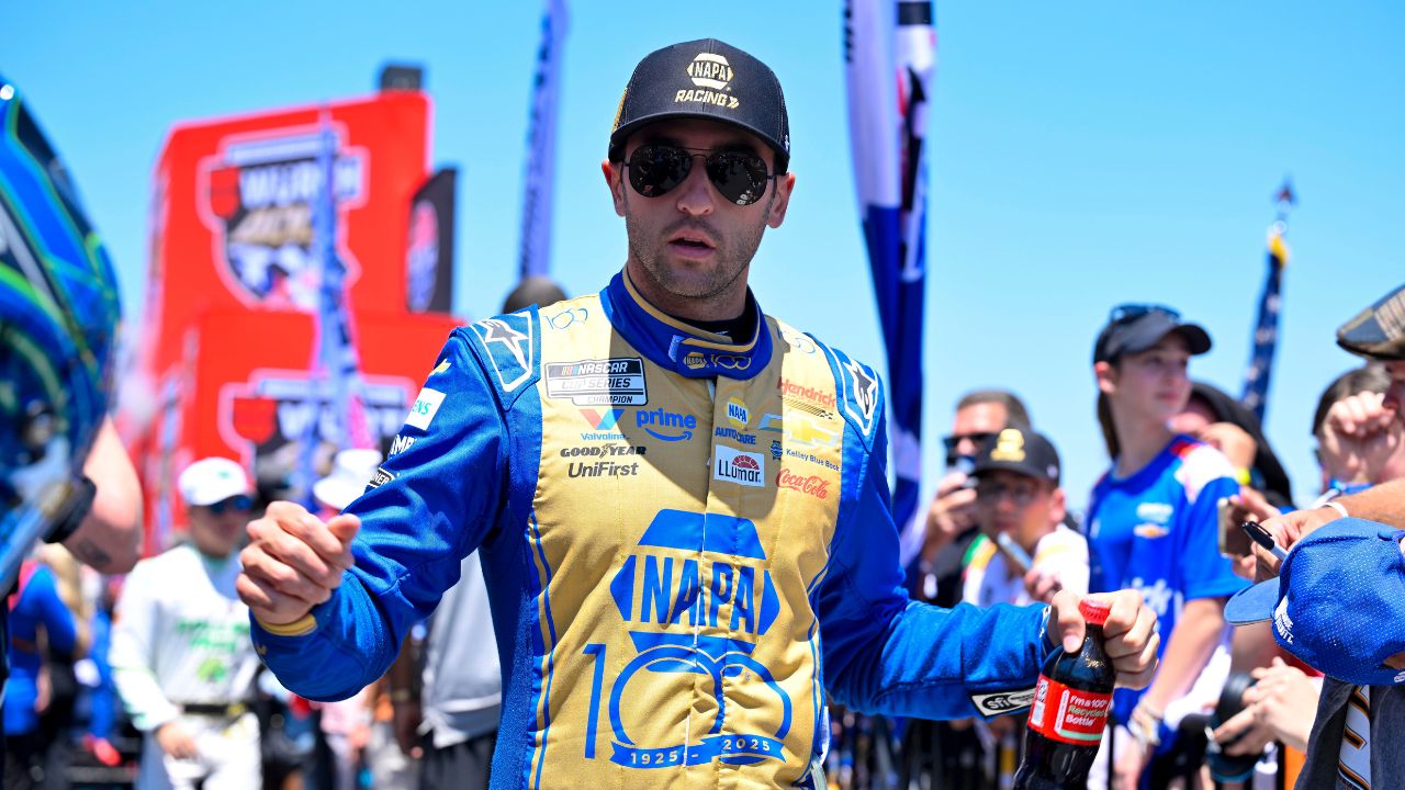NASCAR Cup Series driver Chase Elliott (9) is introduced before the start of the Wurth 400 race at Texas Motor Speedway.