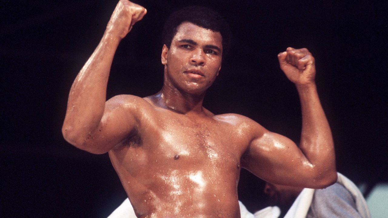 Themen der Woche - SPORT Bilder des Tages - SPORT Muhammad Ali (USA) - Siegesjubel Boxen WM Herren WBC WBA Weltmeisterschaft 1976, Boxsport, Profiboxen, Schwergewicht, Vdia Einzelbild München Freude,