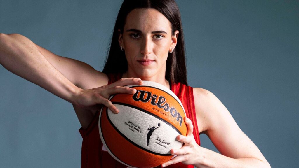 Indiana Fever guard Caitlin Clark poses for a photo Wednesday, April 30, 2025, during the Indiana Fever media day at Gainbridge Fieldhouse in Indianapolis.