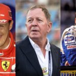 Michael Schumacher (L), Martin Brundle (C), Ayrton Senna (R)