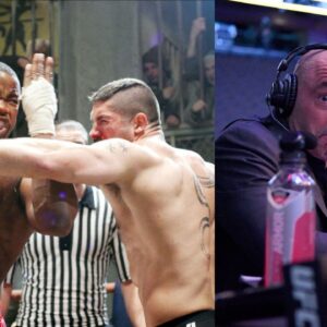 Michael Jai White & Scott Adkins (L) and Joe Rogan (R)