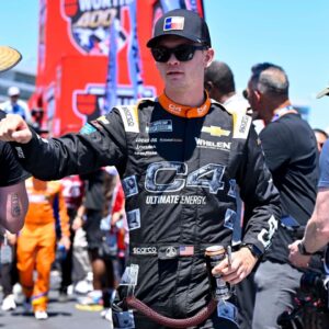 NASCAR Cup Series driver Jesse Love (62) is introduced before the start of the Wurth 400 race at Texas Motor Speedway.
