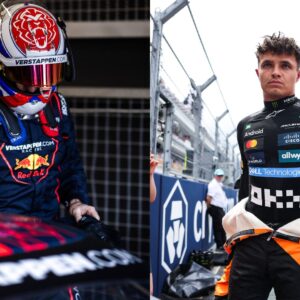 Franz Hermann (Max Verstappen) (L) and Lando Norris (R)