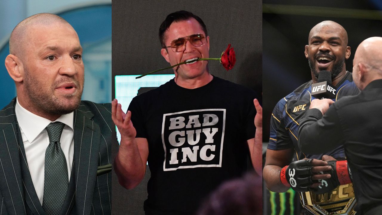 Conor McGregor (L), Chael Sonnen (C), Jon Jones (R)