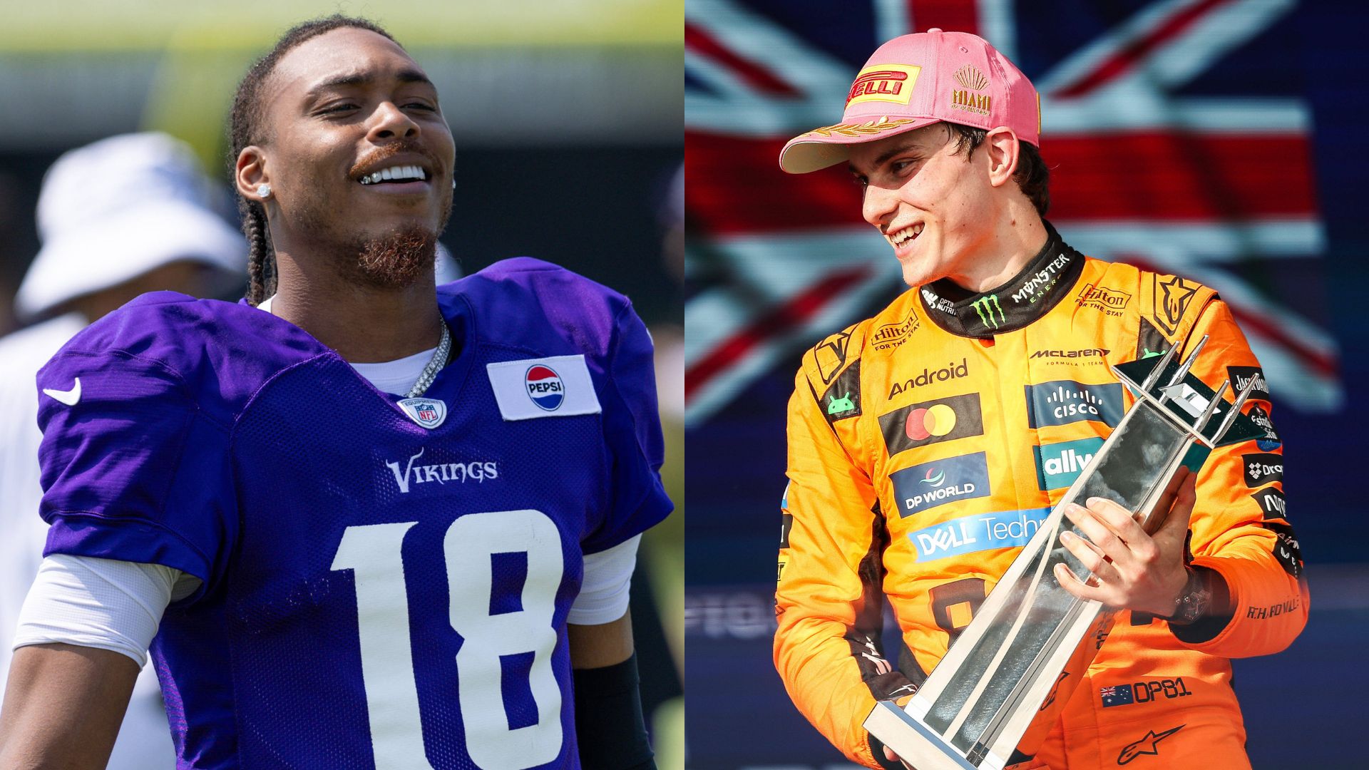 Justin Jefferson (L) and Oscar Piastri (R)