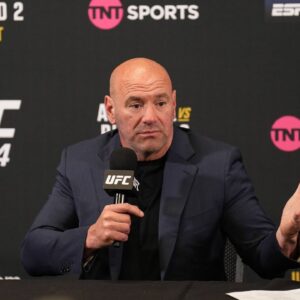 UFC CEO DANA WHITE with post event media during the UFC 304 event at Co-op