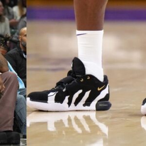 Nick Young (L), LeBron James' Nike LeBron XXI 'Prime Year' shoes (R)