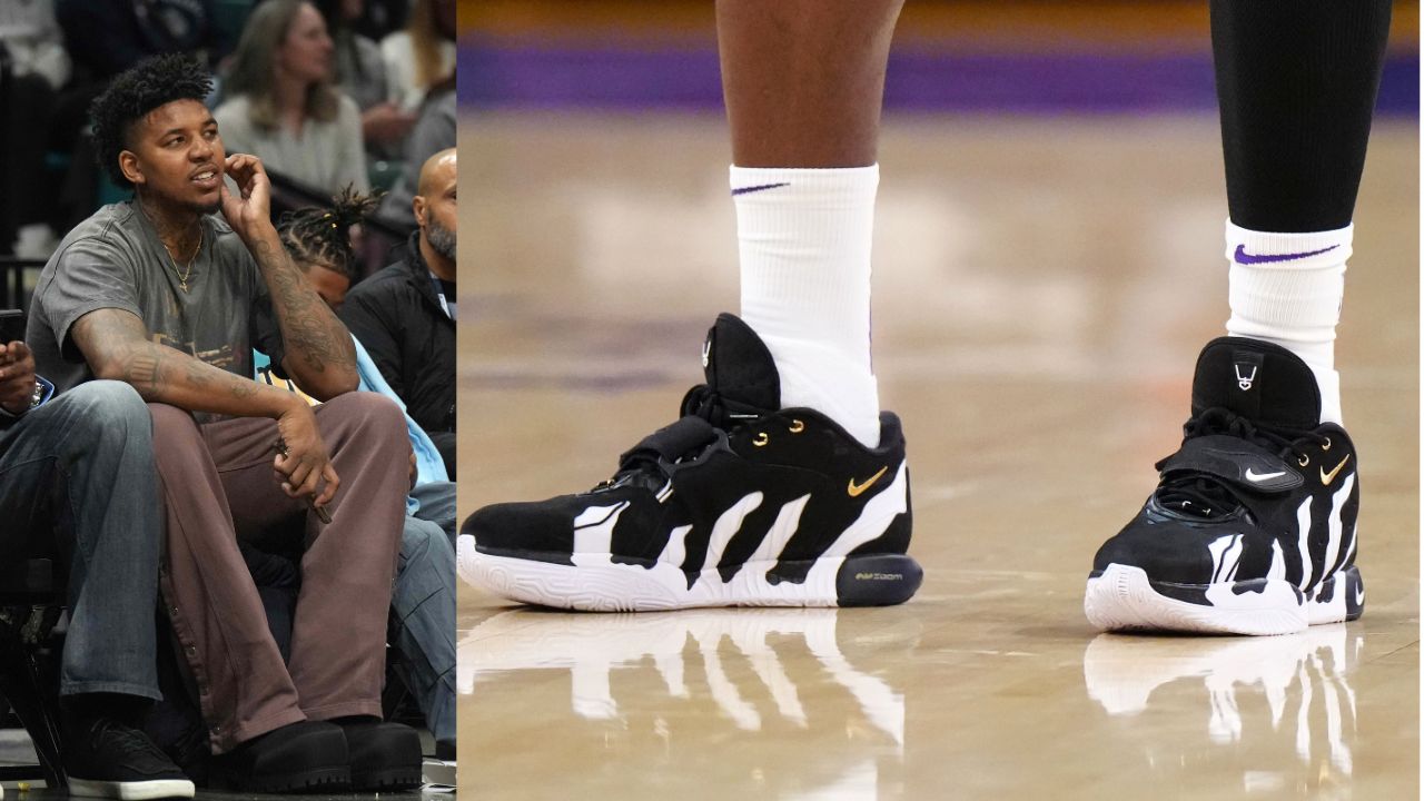 Nick Young (L), LeBron James' Nike LeBron XXI 'Prime Year' shoes (R)
