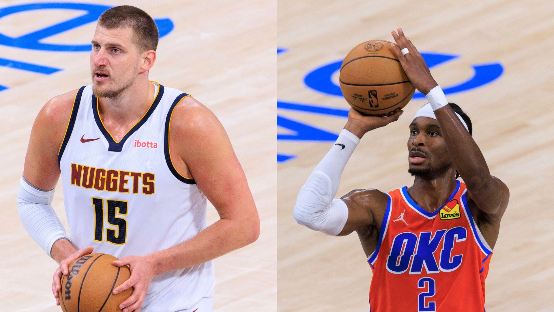 Nikola Jokic (L) and Shai Gilgeous-Alexander (R)