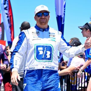 NASCAR Cup Series driver Chris Buescher (17) is introduced before the start of the Wurth 400 race at Texas Motor Speedway.