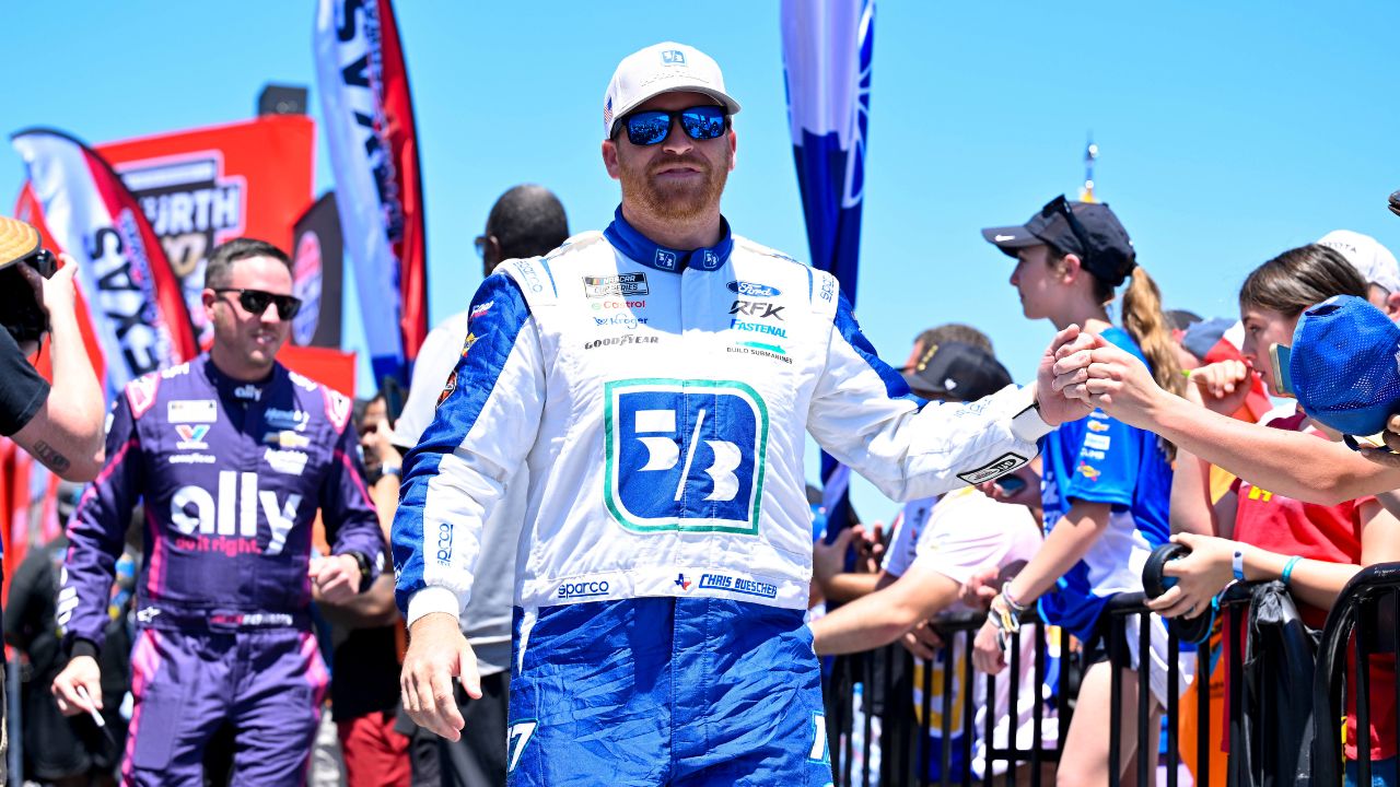 NASCAR Cup Series driver Chris Buescher (17) is introduced before the start of the Wurth 400 race at Texas Motor Speedway.