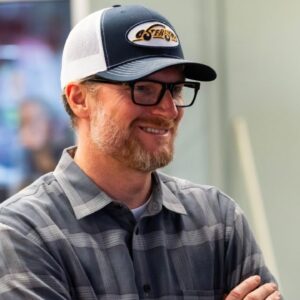 NASCAR Cup Series team owner Dale Earnhardt Jr during practice for the Daytona 500 at Daytona International Speedway.