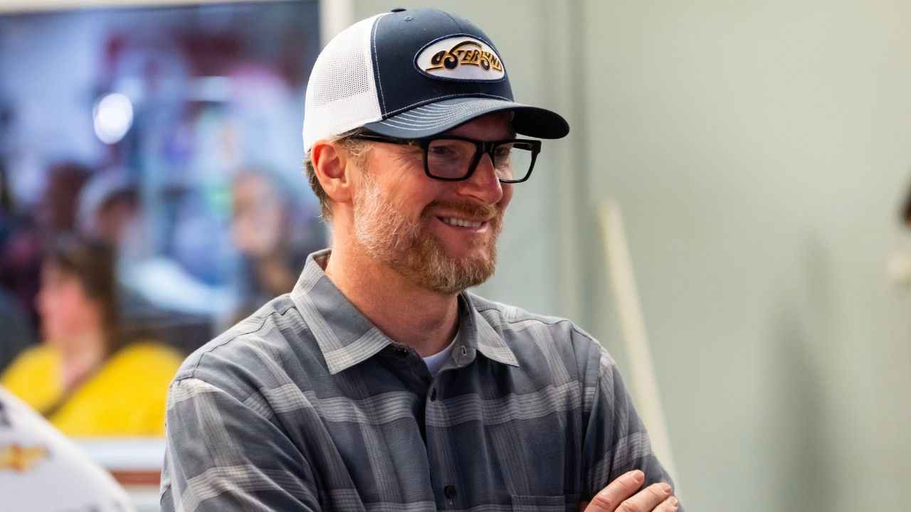 NASCAR Cup Series team owner Dale Earnhardt Jr during practice for the Daytona 500 at Daytona International Speedway.