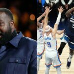 Kendrick Perkins (L), Anthony Edwards (R)