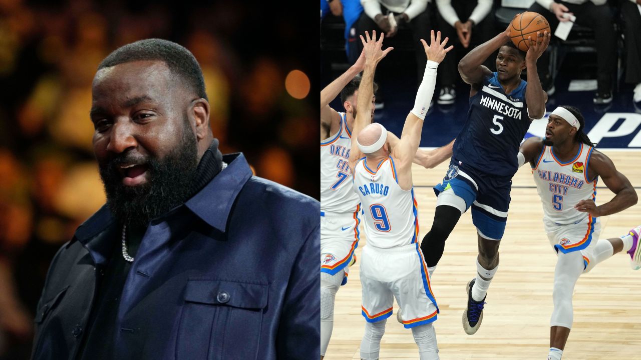 Kendrick Perkins (L), Anthony Edwards (R)