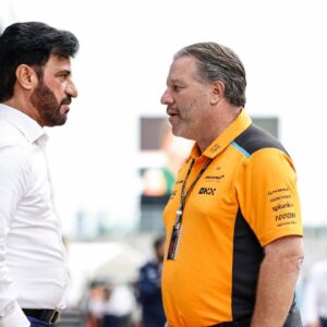 Mohammed Ben Sulayem, President of the FIA, portrait Zak Brown, CEO of Mclaren Formula 1 Team, portrait during the Formula 1 Aramco British Grand Prix from 6th to 9th July of 2023