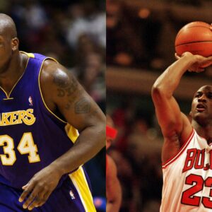 Shaquille O'Neal (L) and Michael Jordan (R)