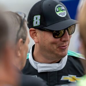 NASCAR Cup Series driver Kyle Busch (8) talks before his qualifying run during Jack Link's 500 qualifying at Talladega Superspeedway.