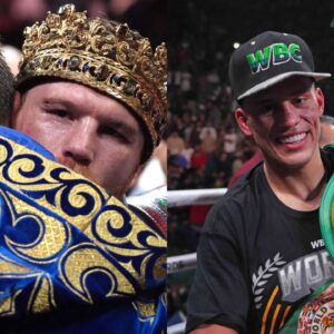 Canelo Alvarez (L), David Benavidez (R)