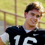 Texas Longhorns quarterback, Arch Manning during his first practice of the spring season on Tuesday, March 25, 2025.