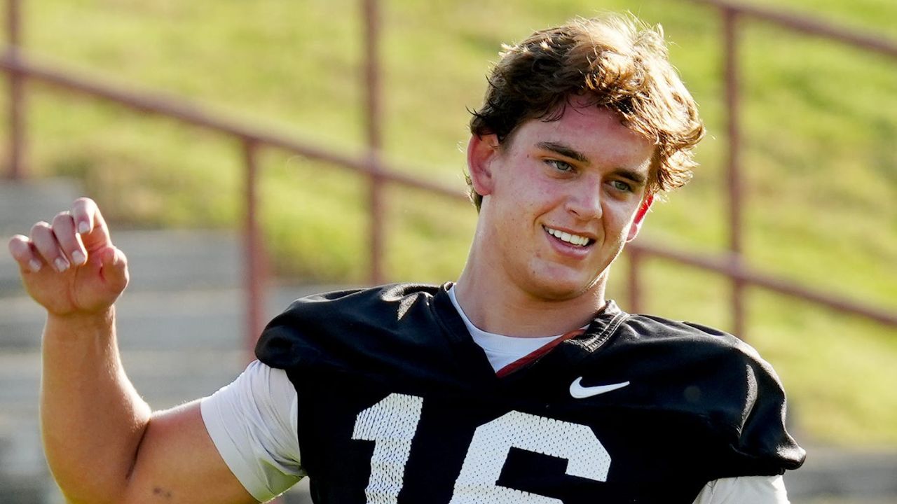 Texas Longhorns quarterback, Arch Manning during his first practice of the spring season on Tuesday, March 25, 2025.