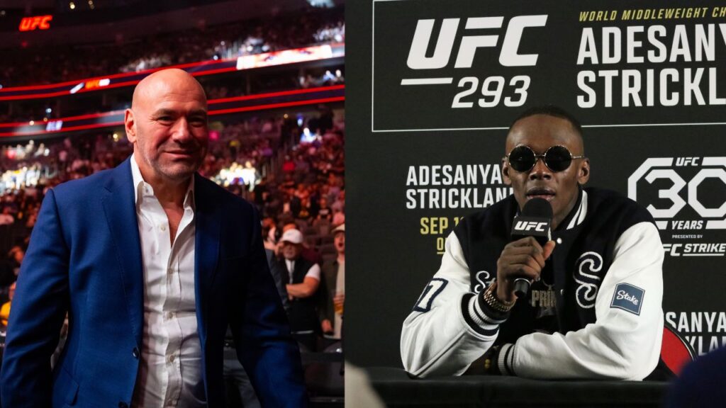 Dana White (L), Israel Adesanya (R)