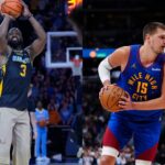 Dwyane Wade (L), Nikola Jokic and James Harden (R)