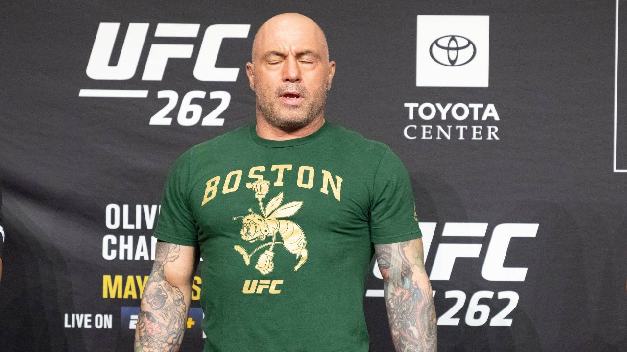 ESPN Fight Commentator and Podcast host Joe Rogan at the Ceremonial Weigh-Ins at the George R. Brown Convention Center of UFC 262 Olivera vs. Chandler