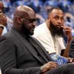 Shaquille O'Neal before the game between the Dallas Mavericks and the Minnesota Timberwolves in game three of the western conference finals for the 2024 NBA playoffs at American Airlines Center.