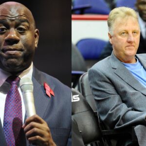 Magic Johnson (L) and Larry Bird (R)