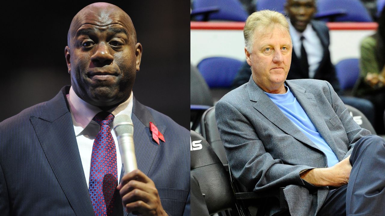 Magic Johnson (L) and Larry Bird (R)