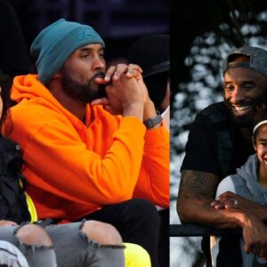 Kobe Bryant and Natalia Bryant (L), Kobe Bryant and Gigi Bryant (R)